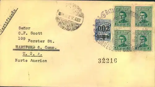 1948, URUGUAY, registered letter - see scan