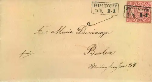 1870 ca. BUCOKOW, kleiner Ra2 auf Umschlag 1 Gr. NDP