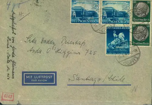 1941, Luftpostbrief ab PIRNA nach Chile