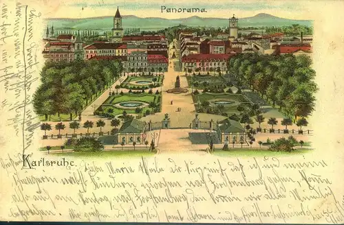 KARLSRUHE,Panorama, gebraucht 1901
