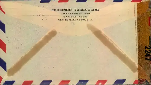 1943, superb advertising airmailcover from EL SALVADOR to USA, censor