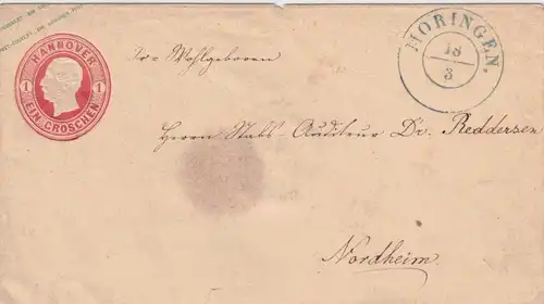1859, 1 Groschen Ganzsachenumschlag mit K2 MOHRINGEN