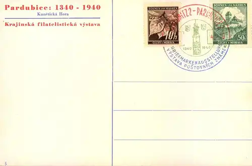 1940, PARDUBICE-PARDUBITZ 1340-1940, 2 Postkarten mit Sonderstempel