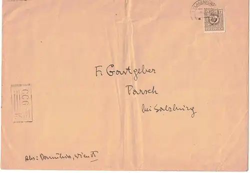 1945, offener größerer Umschlag mit 12 Gr. Posthorn ab KLAGENFURT 06.10.45" mit seltener Brtischer Zensur "C.C.G. K."