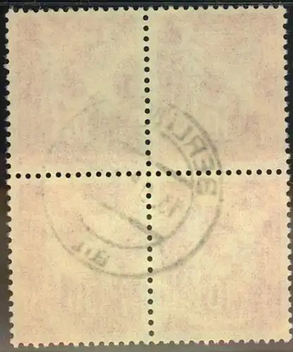 1949, 30 Pfg. Postgewerkschaft in fast zentrisch gestempelten (BERLIN W 8) Viererblock