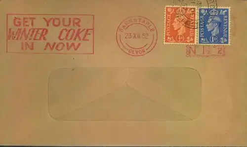 1952, cover showing meter mark "Get your winter coke now!" - coal, Charbon, Kohle