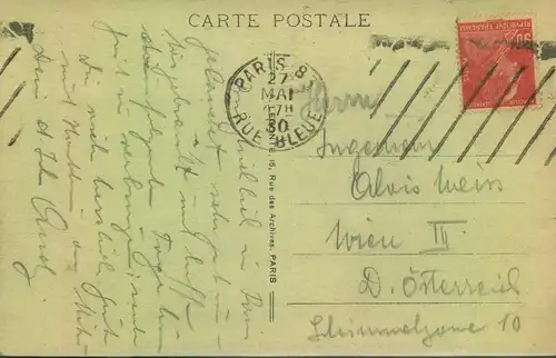 1930,üüc showing "Eiffeltower" mit machine cancellation of PARIS