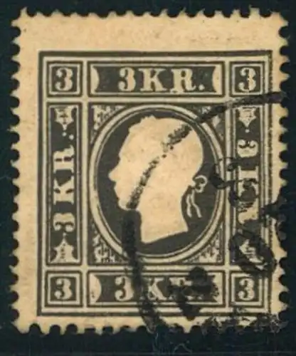 1858, 3 Kreuzer schwarz in Type I (1b) gestempelt. - Ferchenbauer  11 I Type Ib - 325,- €