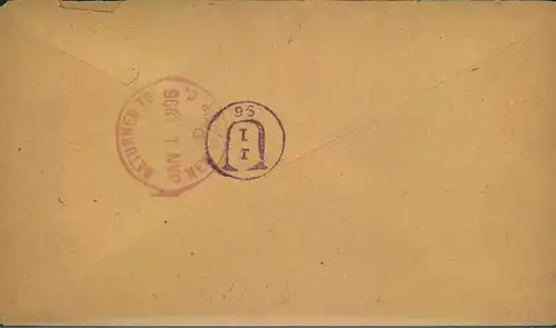1895/96, registered letter 5 C. Grant with violett killer from "PROSPECTVILLE P.A."