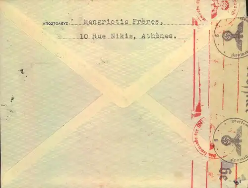 1941, stationery envelope from ATHENS with german censor to Euskirchen