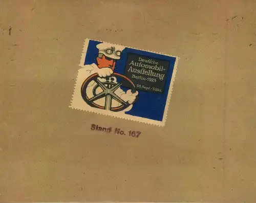 1923, Firmenbrief mit toller Werbevignette "Deutsche Automobilausstellung Berlin 1923" rückseitig.
