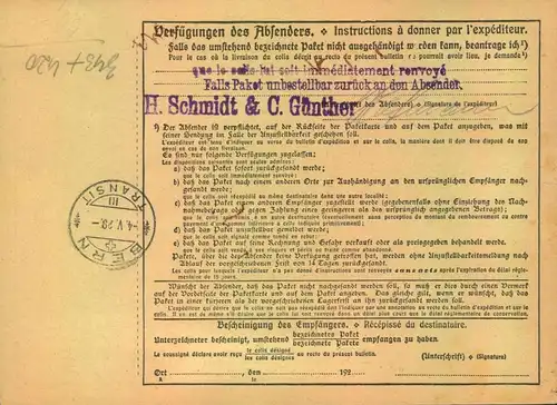 1917/1929, 5 hoch frankierte Auslandspaketkarten