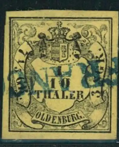 1852, 1 /10 Thaler vollrandig mit seltenem "FRANCO" Stempel