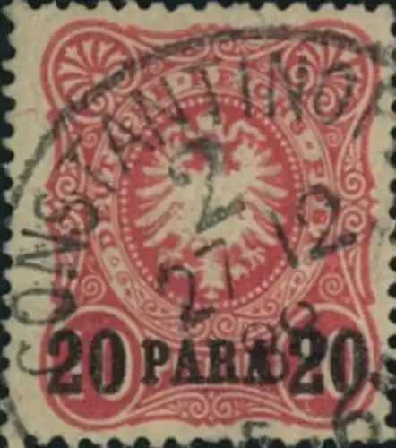 1888, "20 PARA" auf 10 Pfg. "CONSTANTINOPEL 2"