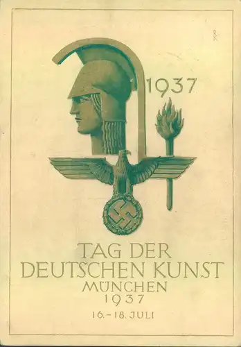 1937, Propagandakarte "HAUS DER DEUTSCHEN KUNST", Sonderstempel