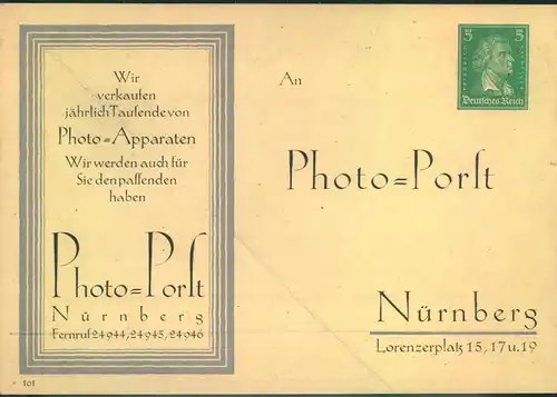 5 Pfg. Privatgnzsachenkarte "Photo-Porst", Nürnberg - PP 101 B7