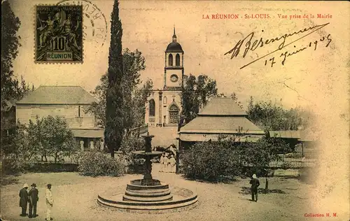 1905, picture card showing ""St. Louis - Vue Prise de la Mairie"".Sent ot Marseille.