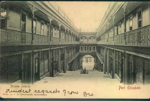 1908, picture card showing "Arcade interior" of PORT ELISABETH