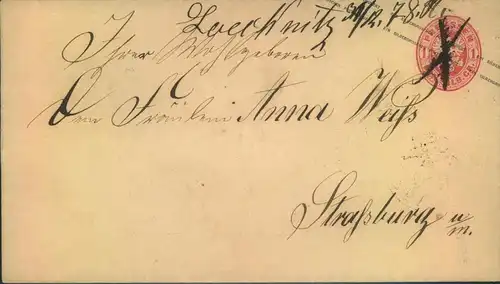 1865 ca. LOECKNITZ handschriftliche Entwertung auf 1 Gr. Wappen GSU