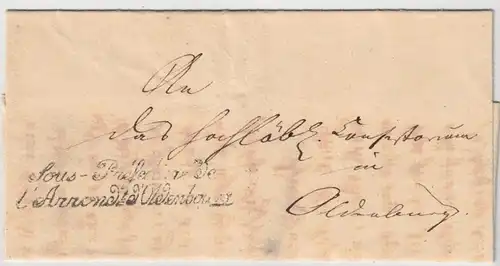 1812, Faltbriefhülle "Sous Praefecture de Arrondissement D ' Oldenbourg"