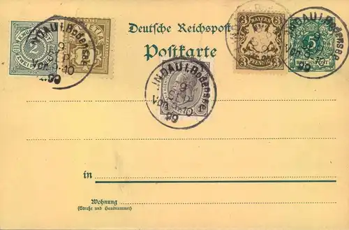 1899, Sammlerkarte mit 5-Länder-Frankatur der Bodenseeländer -"LINDAU BODENSEE"