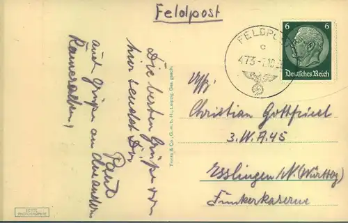 1938, SUDETENLAND, frankierte Karte mit FP-Normstempel "473-7.10.38