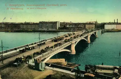 1912, ppc "Pont d ' Alexandre" from ST: PETERSBURG to Meerane forwarded to Bremen