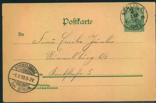 1900, Ansichtskarte (Plytechnikum) im Ort ab "BERLIN C. 2 m1/8 00" nach Rummelsburg