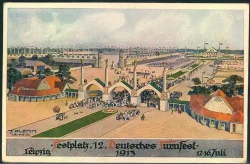 1913, "DEUTSCHES TURNFEST LEIPZIG" Sonderkarte mit Sonderstempel