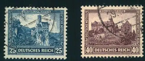 1932, Nothilfe Burgen und Schlösser Höchstwerte 25 und 50 Pfg. gestempelt