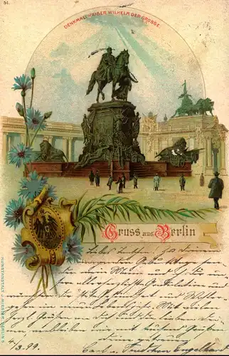 1899, Ansichtskarte mit besserem Stempel "BERLIN C 2m" (KBHW 236 -100 P.)