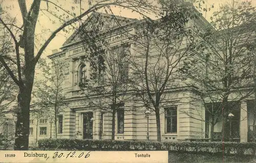 DUISBURG, 1906, Tonhalle, gelaufen