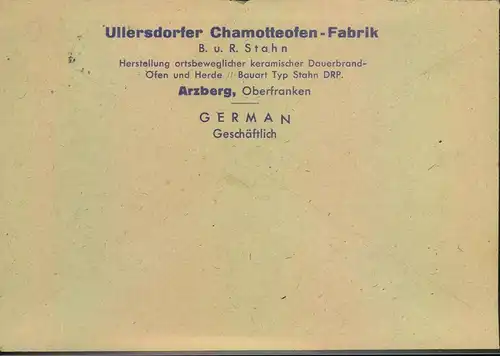 1946, Fernbrief mit 12 Pfg. Ziffer ab "ARZBERG (OBERFR.) 23.2.46", sog. Frühverwendung