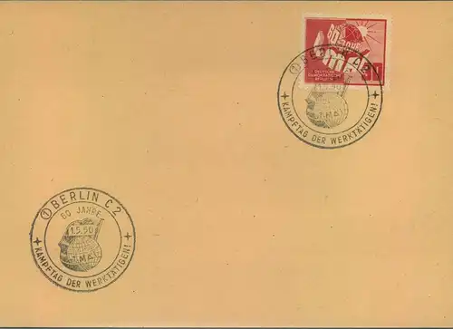 1950, 30 Pfg. "1. Mai" auf FDC mit SSt "(1)BERLIN C 2"