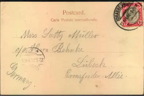 1904, ppc "Ricksha boy" from JOHANNESBURG to Germany