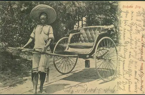 1904, ppc "Ricksha boy" from JOHANNESBURG to Germany