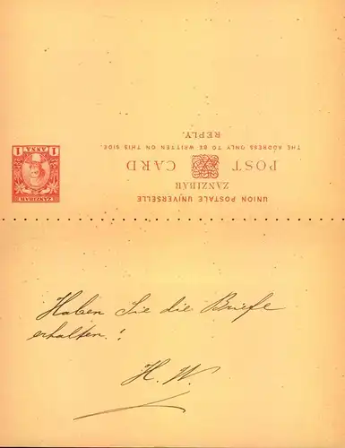 1898, 1 Anna double stationery card with greetings sent to Mainz, Germany