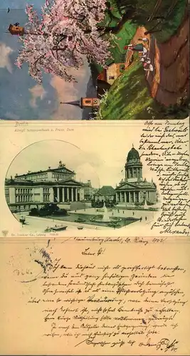 1902,1908, drei Postkarten mit verschiedenen Berliner Bahnpoststempeln.