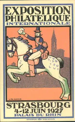 1927, "EXPOSITION PHILATELIQUE", Strasborurg, official 40 Cent. stationery card, unused