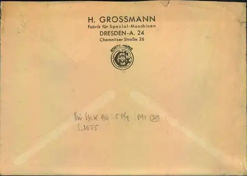 1948, Auslandsbrief mit senkrechtem Paar 25 Pfg. AS Masch.-Aufdruck ab DRESDEN
