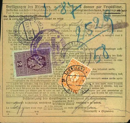 1930, Paketkarte ab LÜDENSCHID nach Judoslawien