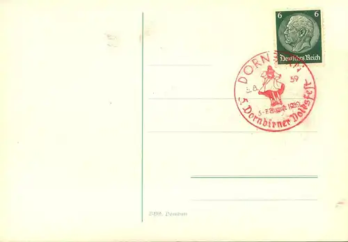 OSTMARK 1939, "DORNBIRN 5. Dornbirner Volksfest", roter Sonderstempel mit beiden Daten