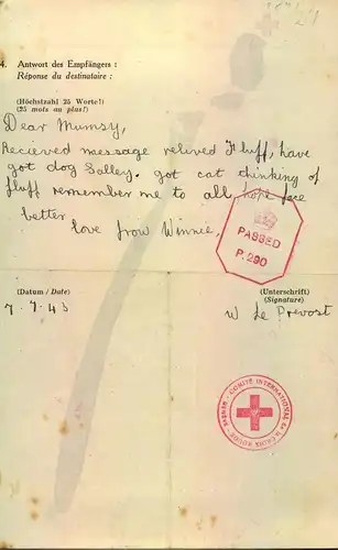 1943, GUERNSEY, Antrag auf Nachrichtenvermittlung von Guernsey nach Glasgow, Schottland. Selten