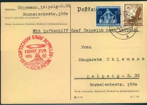 1936, ZEPPELIN; FAHRT ZUR LEIPZIGER MESSE Auflieferung Friedrichshafen