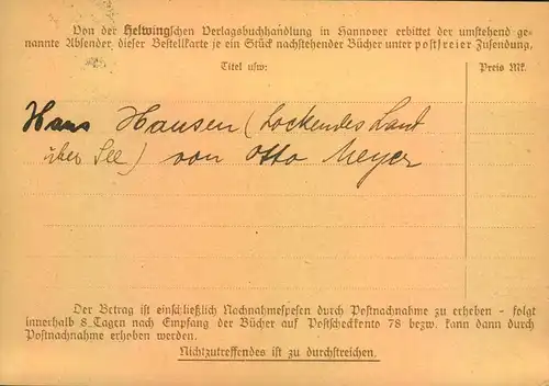 1929, bedarfsgebrauchte 3 Pfg. Privatganzsache "Helwingsche Buchhandlung in Hannover"