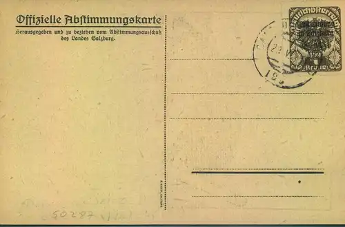1921, "Abstimmung in Salzburg", offizielle Abstimmungskarte