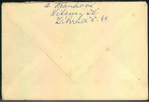 1943, Brief ab LEITOMISCHL ins "Wohnlager Stadtbad" in Tharandt