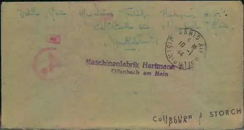 1944, Eischreiben eines französischen Zwangsarbeiters bei "Maschinenfabrik Hartmann" Offenbach/Main