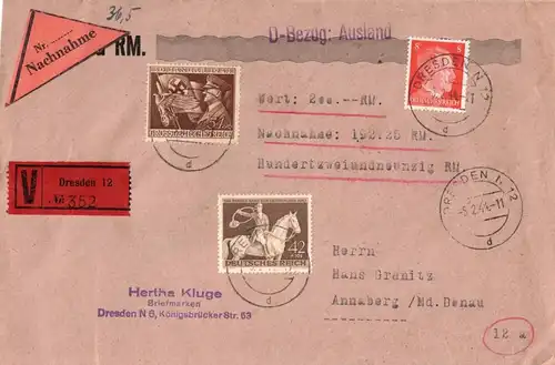 1966, Wertbrief per Nachnahme ab DRESDEN. Seltene Verwendung