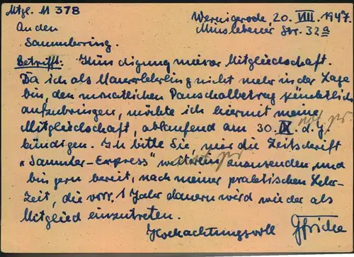 1947, 24 Pfg. Ziffer halbiert auf Bedarfs-Postkarte unbeanstandet mit viel Text ab (10) WERNIGERODE nach Berlin.